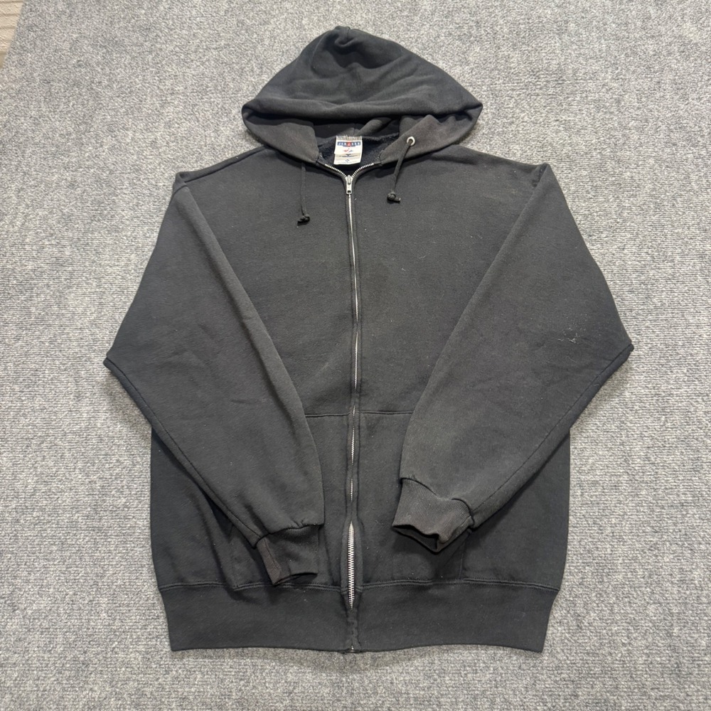 VTG Jerzees full-zip Jacket Men's XL Made In USA Black 90s Y2K